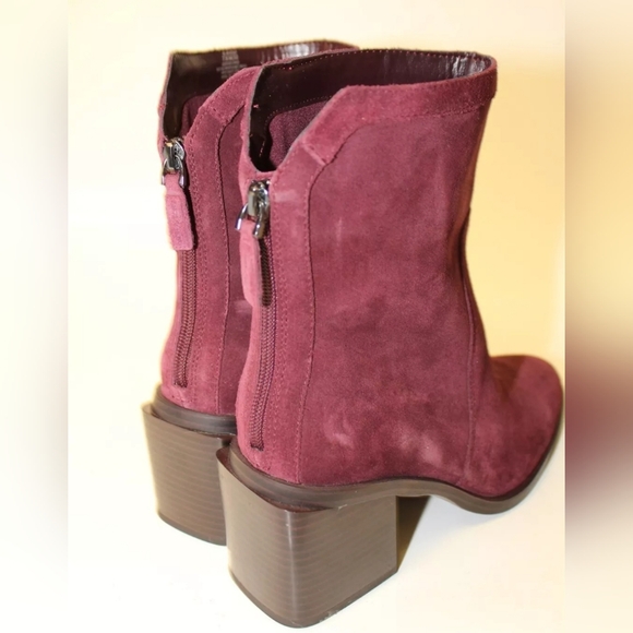 Vince Camuto Kortimy Red Suede Back Zip Heeled Ankle Boots 7.5 - Picture 7 of 16